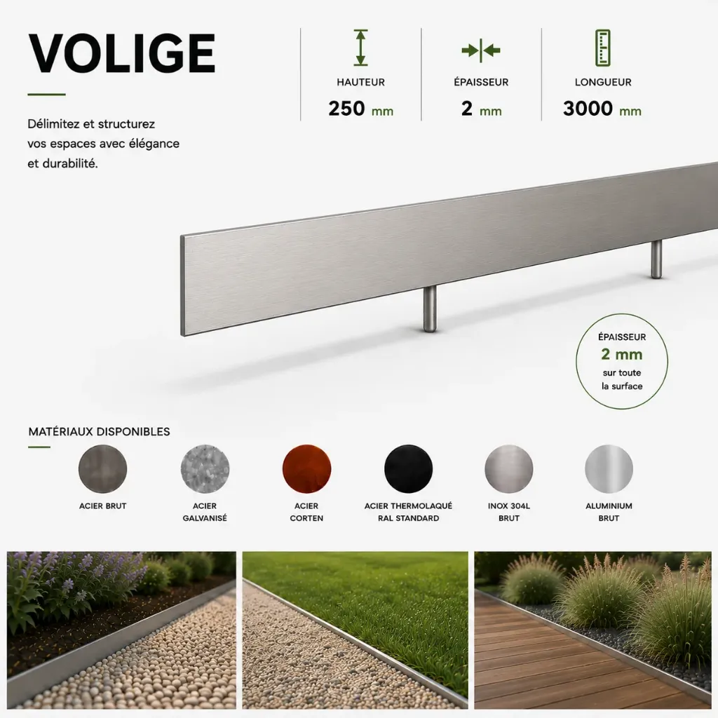 Volige Épaisseur 2 mm - Hauteur 250 mm - Longueur 3000 mm